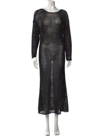 Pre-owned Khaite Bateau Neckline Midi Length Dress W/ Tags In Black