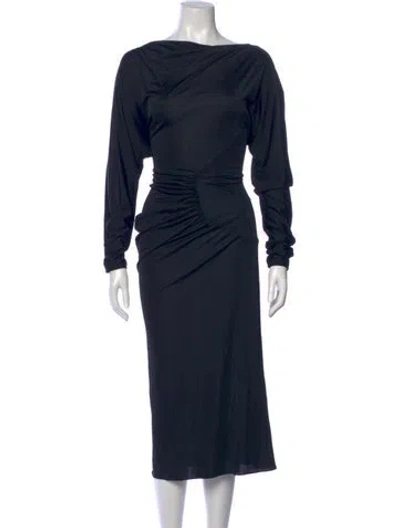 Pre-owned Khaite Bateau Neckline Midi Length Dress W/ Tags In Black