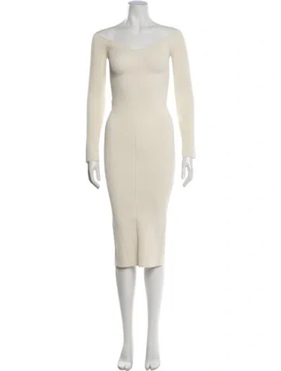 Pre-owned Khaite Bateau Neckline Midi Length Dress W/ Tags In White