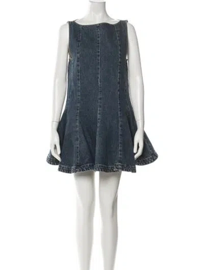 Pre-owned Khaite Bateau Neckline Mini Dress W/ Tags In Blue