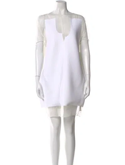 Pre-owned Khaite Bateau Neckline Mini Dress W/ Tags In White