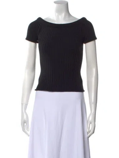 Pre-owned Khaite Bateau Neckline Short Sleeve Crop Top In Black