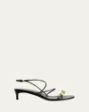 Khaite Beaded Leather Kitten-heel Sandals In Black Multi