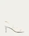 Khaite Loop Bead-embellished Leather Sandals In Optic White