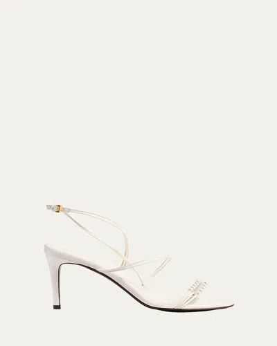 KHAITE BEADED LEATHER STILETTO SANDALS