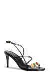 Khaite Loop Bead-embellished Leather Sandals In Black Multi
