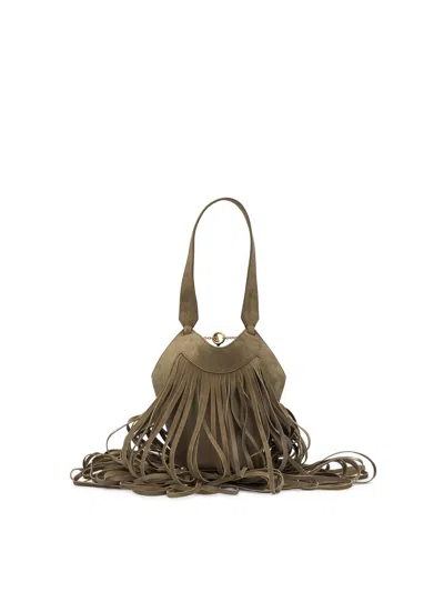 Khaite “纳米莲花流苏”小号单肩包 In Beige