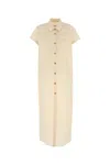 Khaite Effy Silk And Cotton-blend Organza Midi Shirt Dress In Neutral