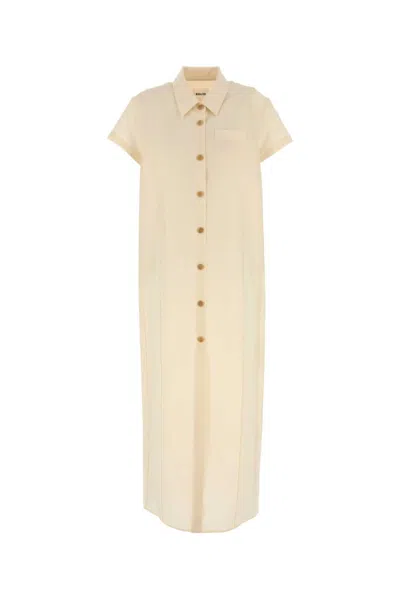 KHAITE BEIGE LINEN BLEND IFFY SHIRT DRESS