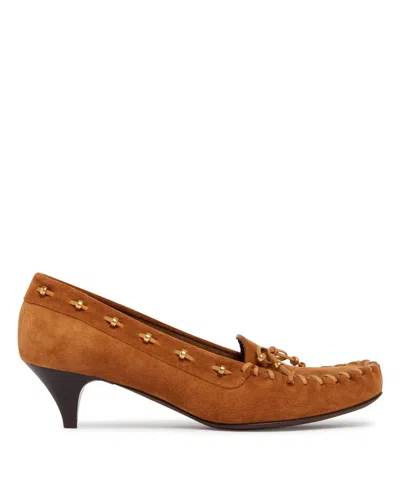 Khaite Beige Milly Suede Pumps In Brown