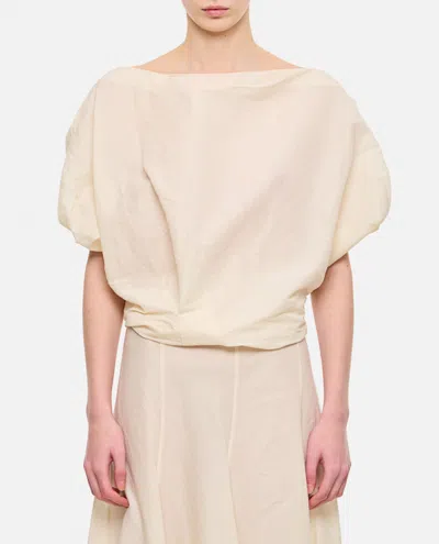 KHAITE BEIGE NILES NUDE SILK TOP