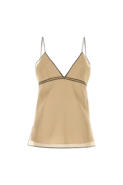 Khaite Beige Organza Timy Top In Brown