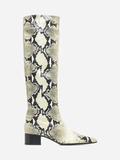 KHAITE BEIGE PYTHON EMBOSSED LEATHER ANDEE BOOTS