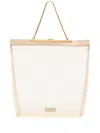 KHAITE BEIGE SHEER PANEL METAL FRAME TOTE BAG