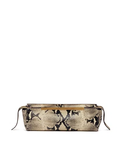 Khaite Beige Snakeskin-print Clutch In Animal Print
