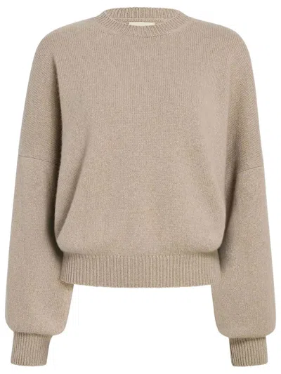 Khaite Beige Solid Crew Neck Sweater In Neutral