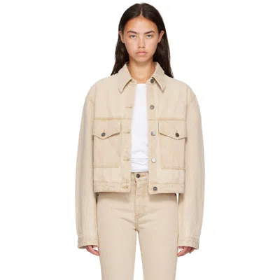 Khaite Beige Tomer Collared Denim Jacket In 068 Dumas