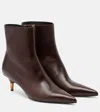 Khaite Bella 55 Leather Ankle Boots In Brown