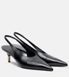 Khaite Bella 55 Leather Slingback Sandals In Black