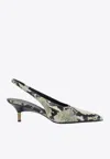 Khaite Bella 55 Python Print Leather Slingback Pumps In Animal Print