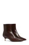 Khaite Bella 55 Leather Ankle Boots In Brown