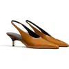 Khaite Bella 55 18kt Gold-plated Leather Slingback Pumps In Brown