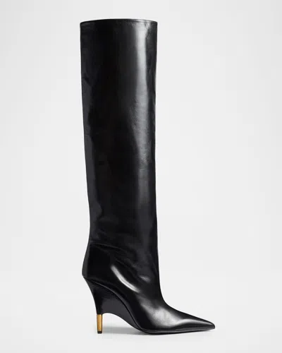 Khaite Bella Leather Knee-high Boots In Black
