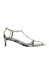 Khaite Python-embossed Leather T-strap Sandals In Black
