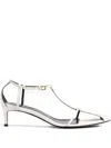 Khaite Bella T-strap Leather Sandals In White