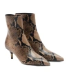 Khaite Taupe Python-embossed Leather Bella Ankle Boots In Multi