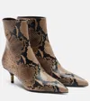Khaite Taupe Python-embossed Leather Bella Ankle Boots In Brown