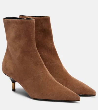 Khaite Bella Suede Ankle Boots In Brown