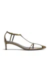Khaite Bella T-strap Patent Leather Sandals In Green
