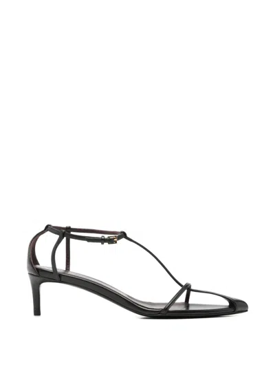 Pre-owned Khaite Bella T-bar Heeled Sandals In Black