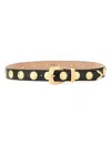 Khaite Benny Belt Whit Silver Stud Bucke In Black