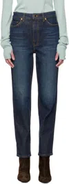 Khaite Abigail High Rise Straight Jeans In Blue