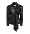 Khaite Long-sleeved Leather Jacket In Black