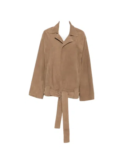Khaite Belted Notch-lapels Jacket In Neutral