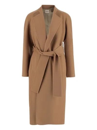 Khaite Belted Raglan-sleeve Coat In Brown