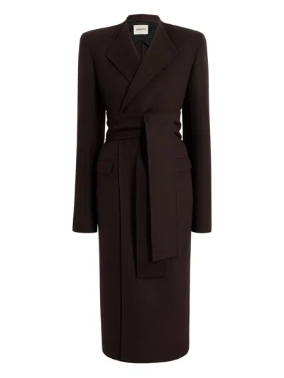 Khaite Belted Wrap Coat In Brown