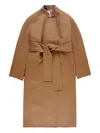 Khaite Single-breasted Belted Coat In Brown