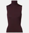 Khaite Benita Ribbed-knit Turtleneck Top In Burgundy
