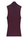 Khaite Benita Ribbed Turtleneck Top In Purple
