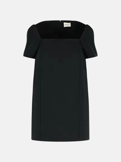 Khaite Benji Square-neck Short-sleeve Mini Dress In Black