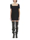 Khaite Benji Square-neck Short-sleeve Mini Dress In Black