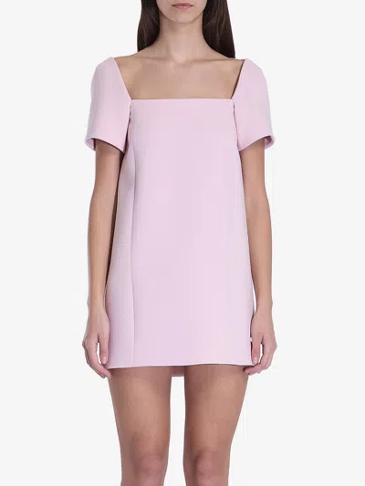 Khaite Square-neck Benji Mini Dress In Pink