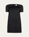Khaite Benji Square-neck Short-sleeve Mini Dress In Black