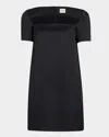Khaite Benji Square-neck Short-sleeve Mini Dress In Black