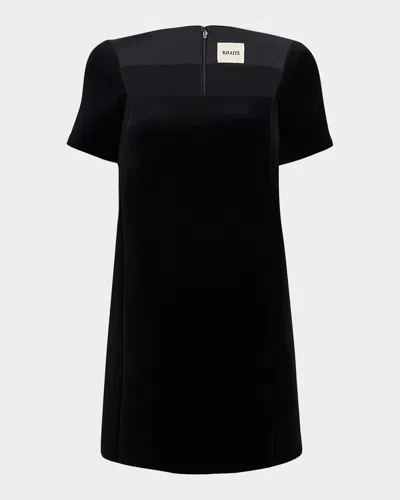 Khaite Benji Velvet Short-sleeve Mini Dress In Black