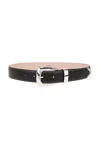 Khaite Benny 30mm Belt In Dark Brown & Off White